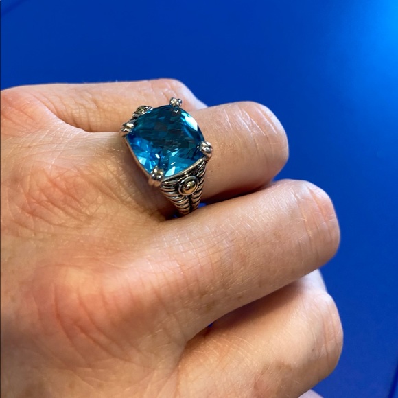 Stunning Effy blue topaz, silver and 18kt gold ring - Picture 3 of 9